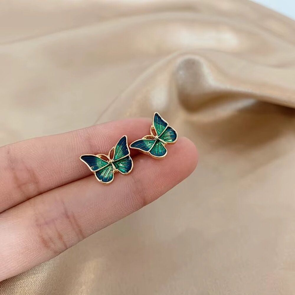 Deep Teal Blue Morpho Butterfly Earrings 🦋